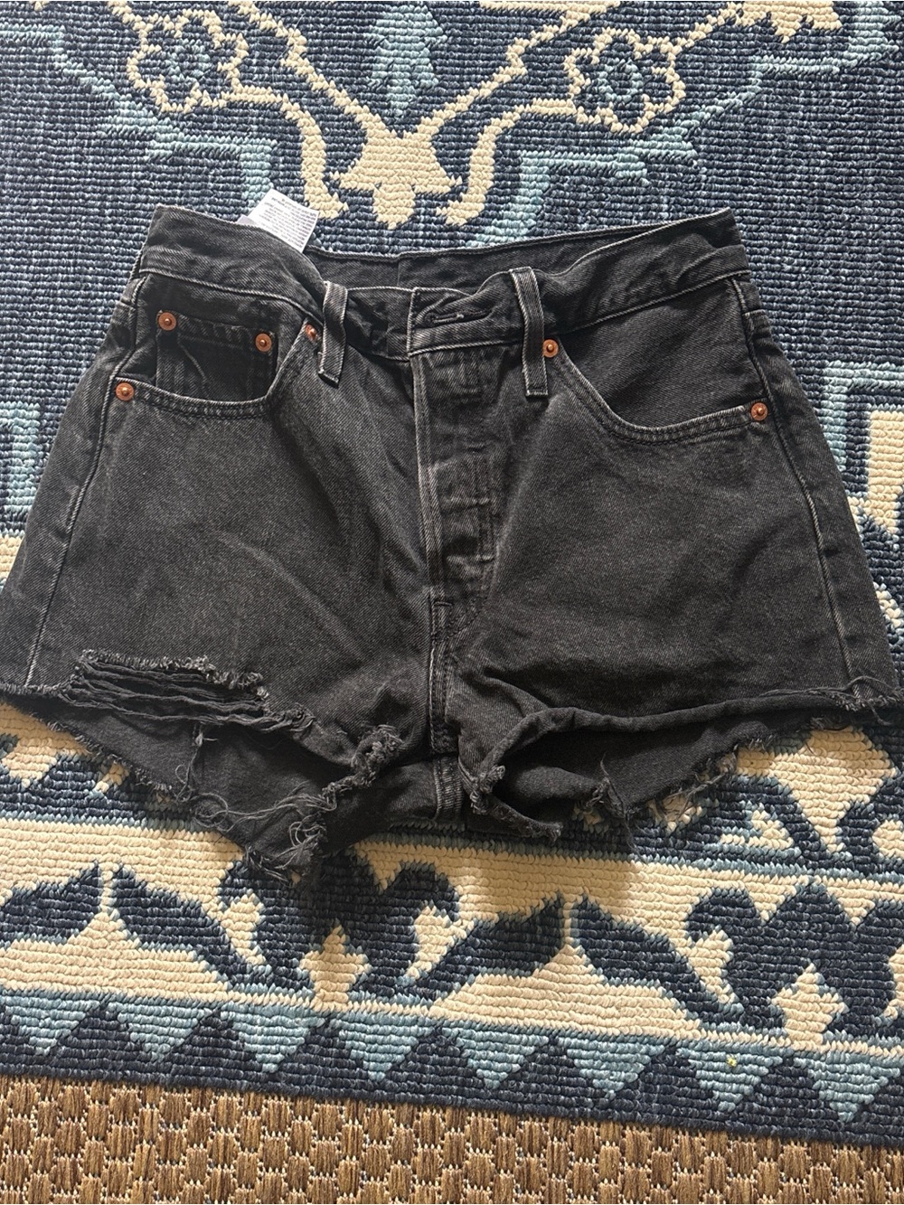 Levi’s 501 Black Distressed Women's Denim Shorts